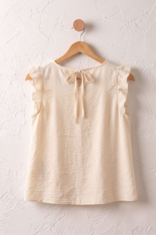 Musculosa Gota Satin Mate Manga Broderie Algodon Para Atar Para Atras "ESTELA"