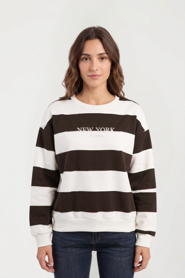Buzo Frisado Cuello Redondo Rayado New York Soho "HOSO"