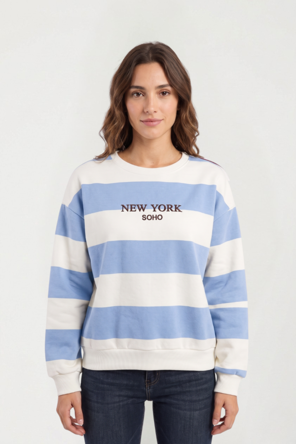 Buzo Frisado Cuello Redondo Rayado New York Soho "HOSO"