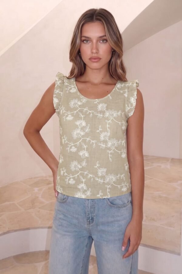 Musculosa Gota Lino Bordado "MARISA"