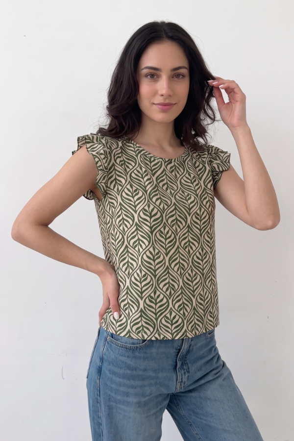 Musculosa Cey Premium Estampado Para Atar Atras Manga Volado "NUNO"