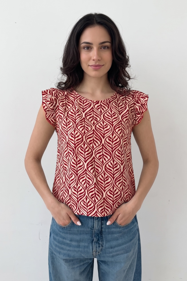 Musculosa Cey Premium Estampado Para Atar Atras Manga Volado "NUNO"
