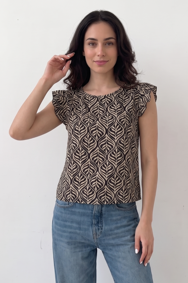 Musculosa Cey Premium Estampado Para Atar Atras Manga Volado "NUNO"
