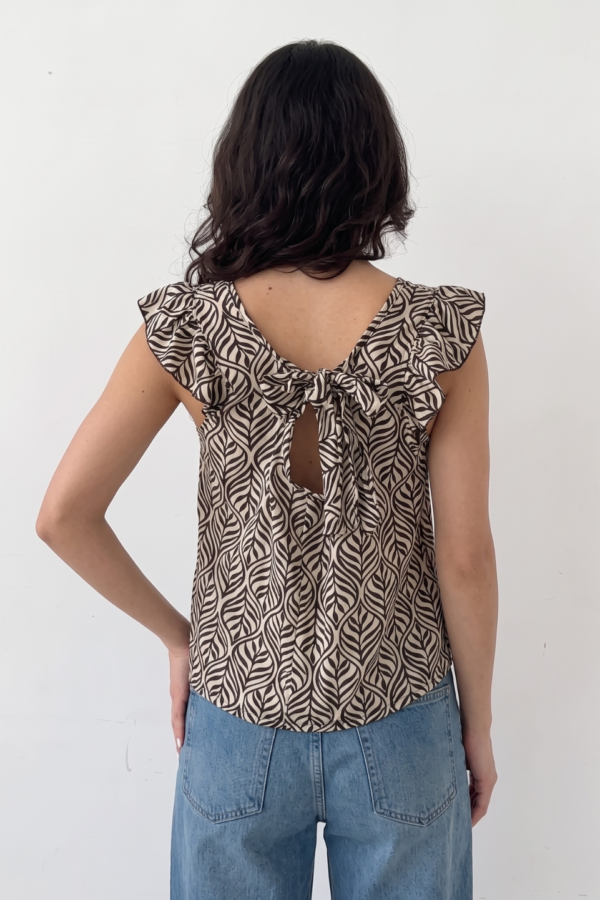Musculosa Cey Premium Estampado Para Atar Atras Manga Volado "NUNO"