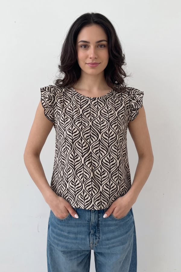 Musculosa Cey Premium Estampado Para Atar Atras Manga Volado "NUNO"