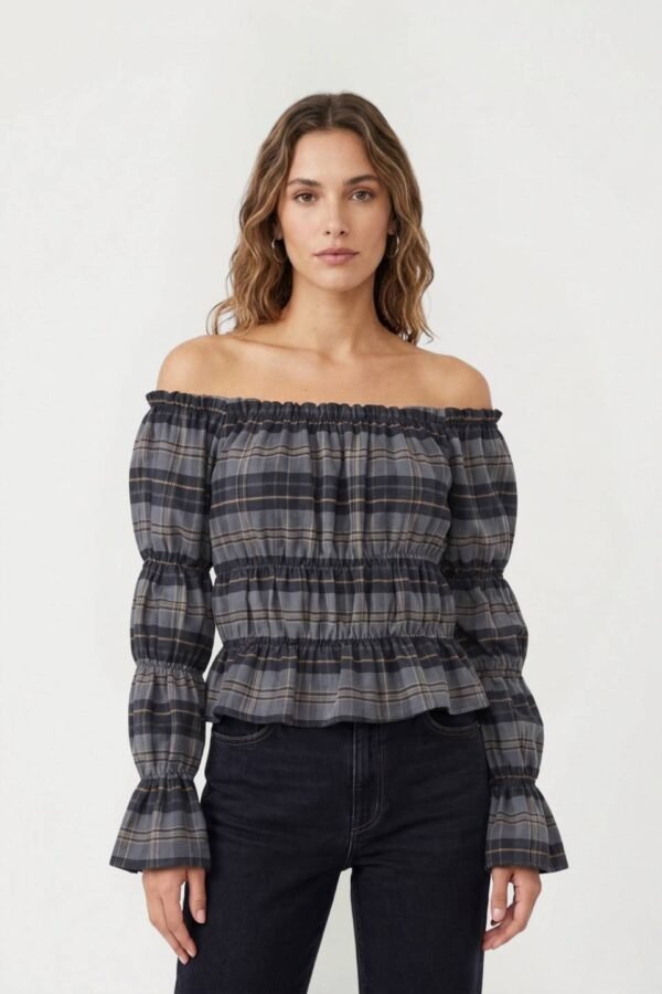 Blusa Fruncida Manga y Cuerpo Cuadrille Pilu «PAISA»