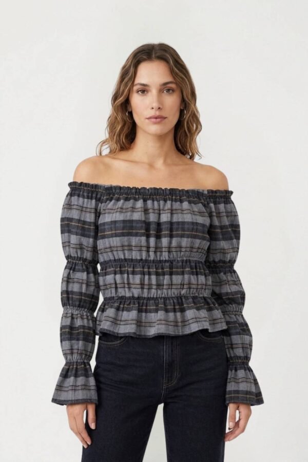Blusa Fruncida Manga y Cuerpo Cuadrille Pilu «PAISA»