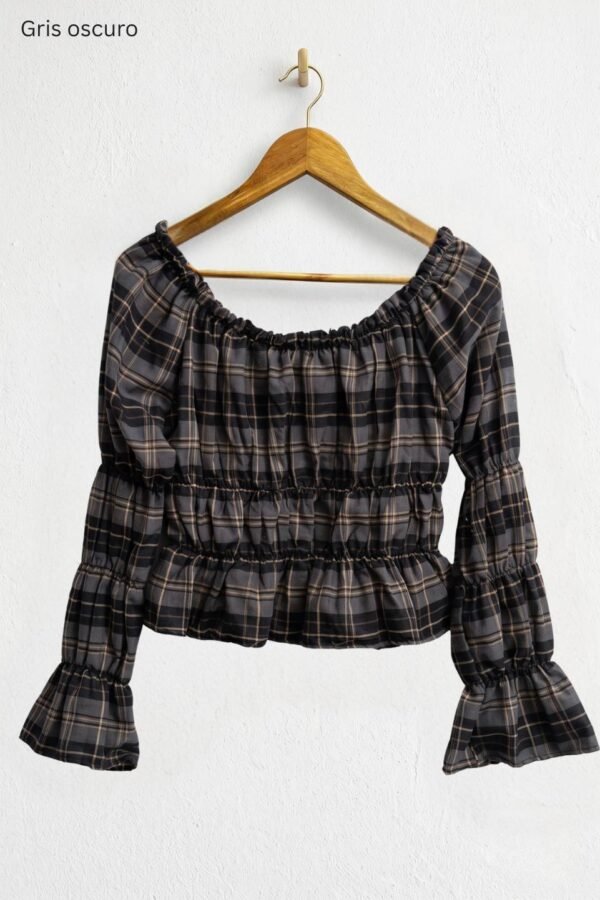 Blusa Fruncida Manga y Cuerpo Cuadrille Pilu «PAISA»