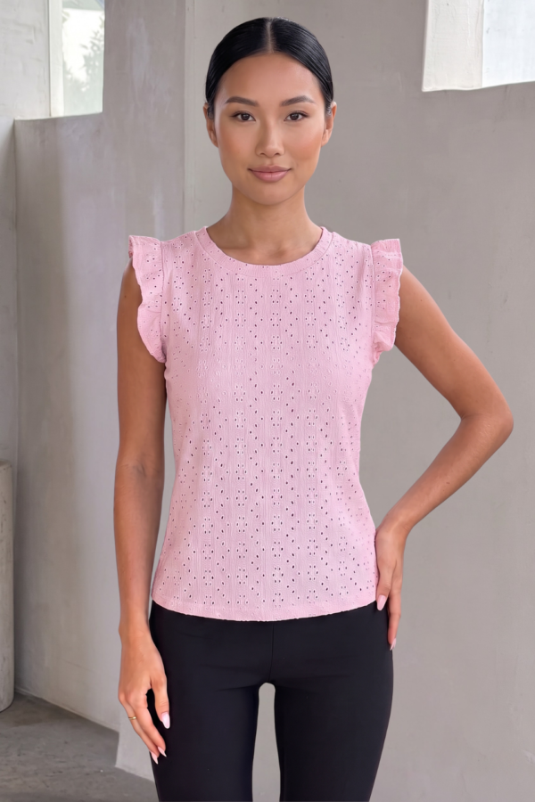 Musculosa Gota Con Moño Atras Broderie Crep "PAO"