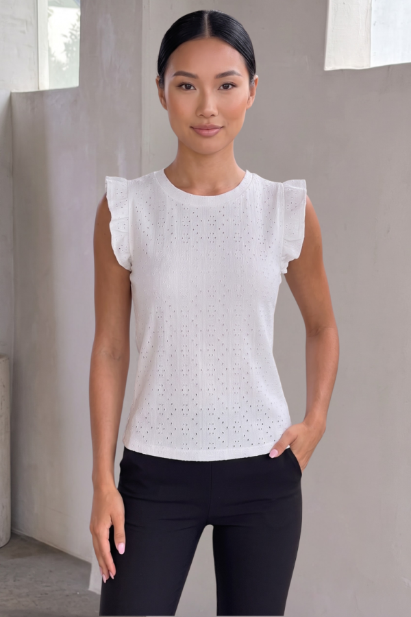 Musculosa Gota Con Moño Atras Broderie Crep "PAO"