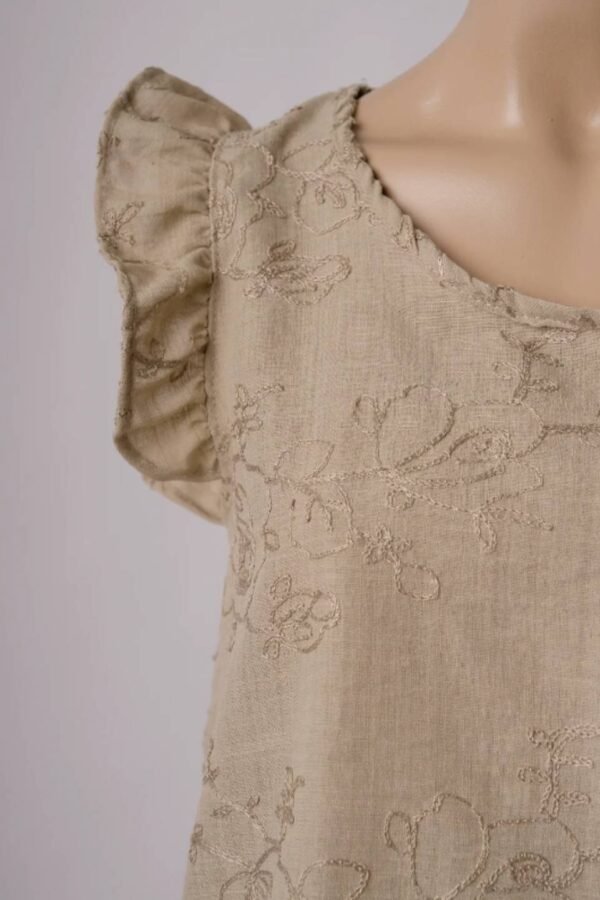 Musculosa Con Gota Tela Lino Bordado "SORINA"