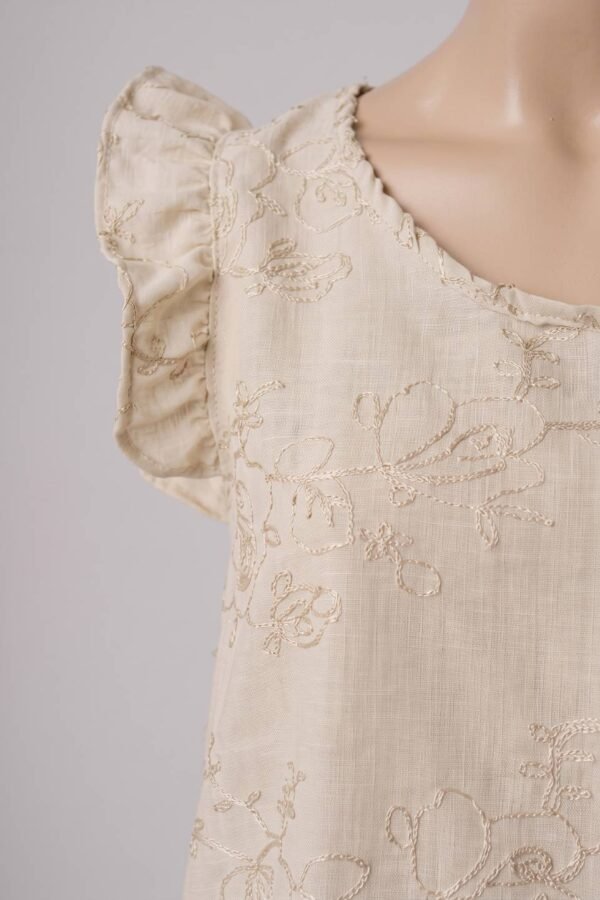 Musculosa Con Gota Tela Lino Bordado "SORINA"