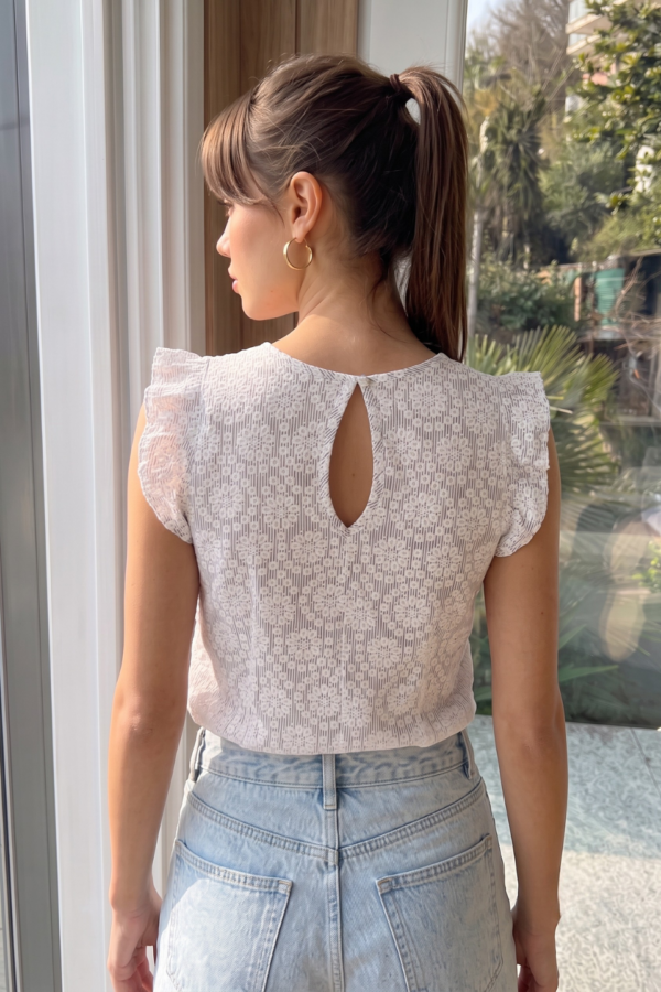 Musculosa Gota Poplin Con Broderie "VELLY"