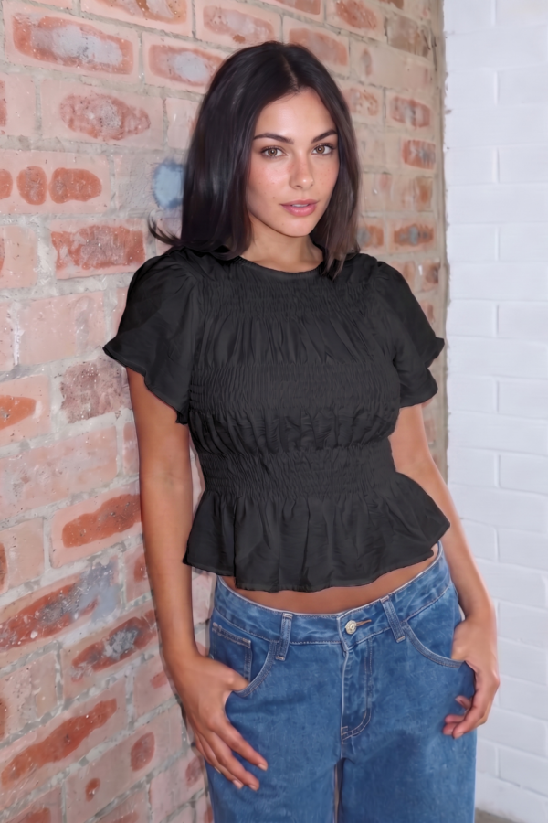 Blusa Manga Volados Ancho Elastico Cuerpo "GEMA"