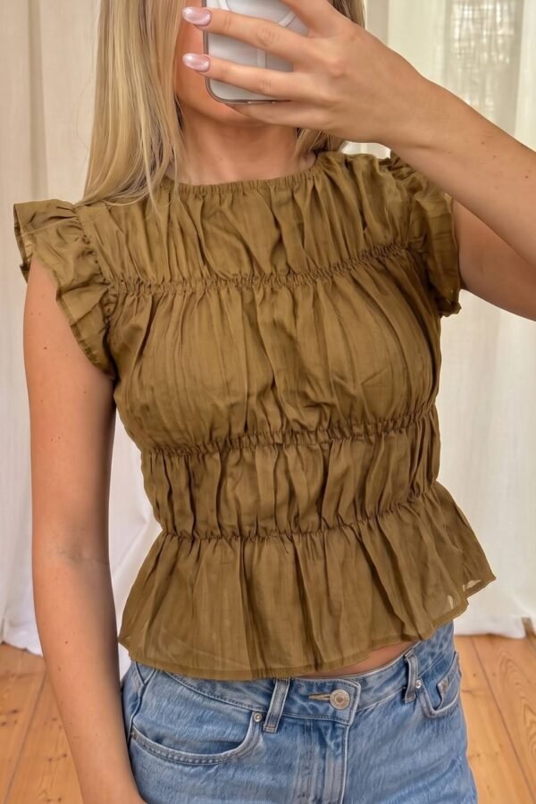 Blusa Volados Finos Frunce Cuerpo Tencel "HAZEL"