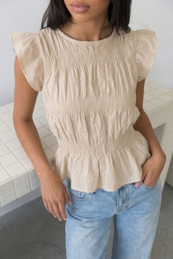 Blusa Volados Fruncido Lino Cotton Elastizado "JOVI"