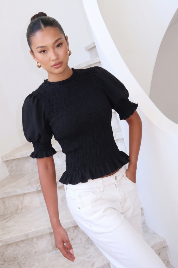 Blusa Frunce en el Cuerpo Manga Corta Cey Punto "KATIA"