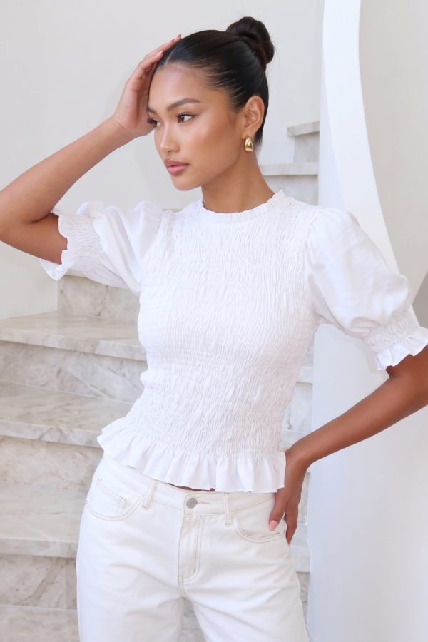 Blusa Frunce en el Cuerpo Manga Corta Cey Punto "KATIA"