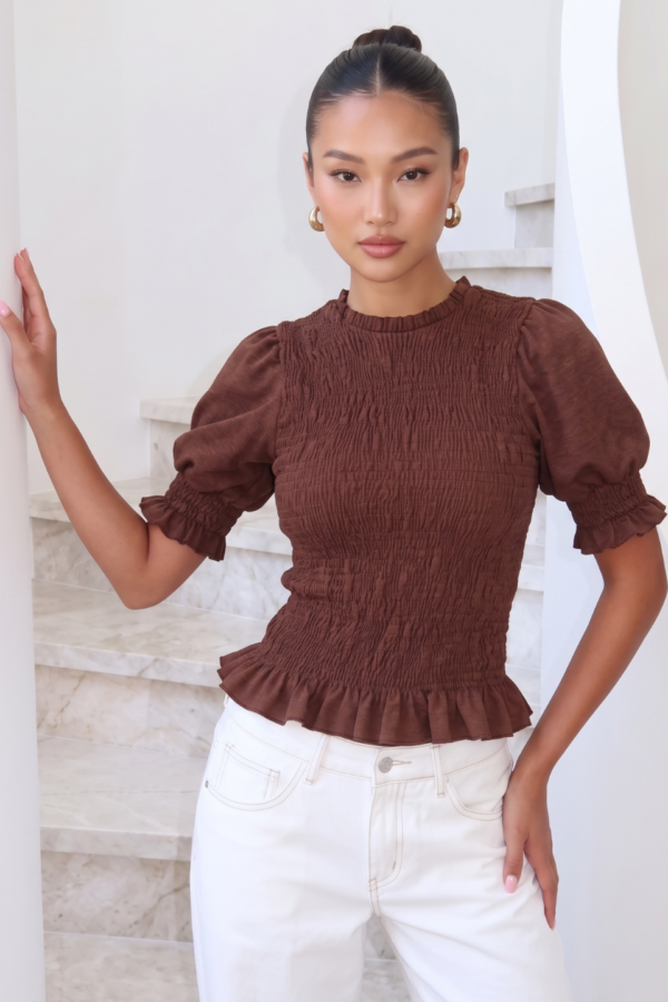 Blusa Frunce en el Cuerpo Manga Corta Cey Punto "KATIA"