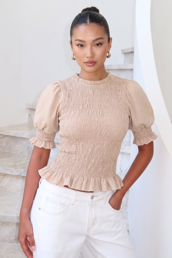 Blusa Frunce en el Cuerpo Manga Corta Cey Punto "KATIA"