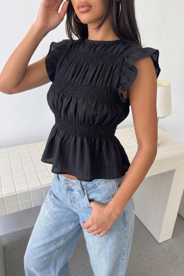 Blusa Volados Fruncido Crepe Texturizado Elastizado "SANDIA"