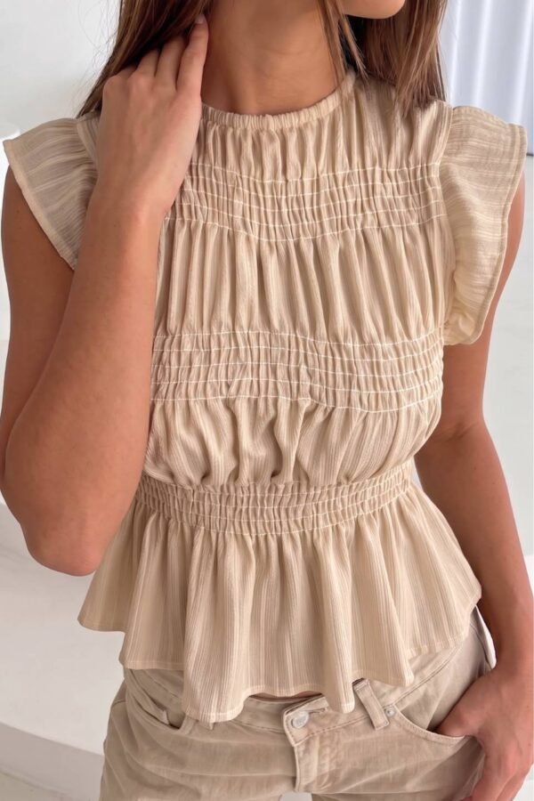 Blusa Volados Fruncido Crepe Texturizado Elastizado "SANDIA"
