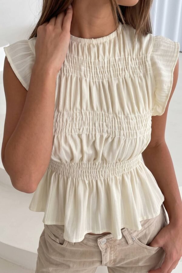 Blusa Volados Fruncido Crepe Texturizado Elastizado "SANDIA"
