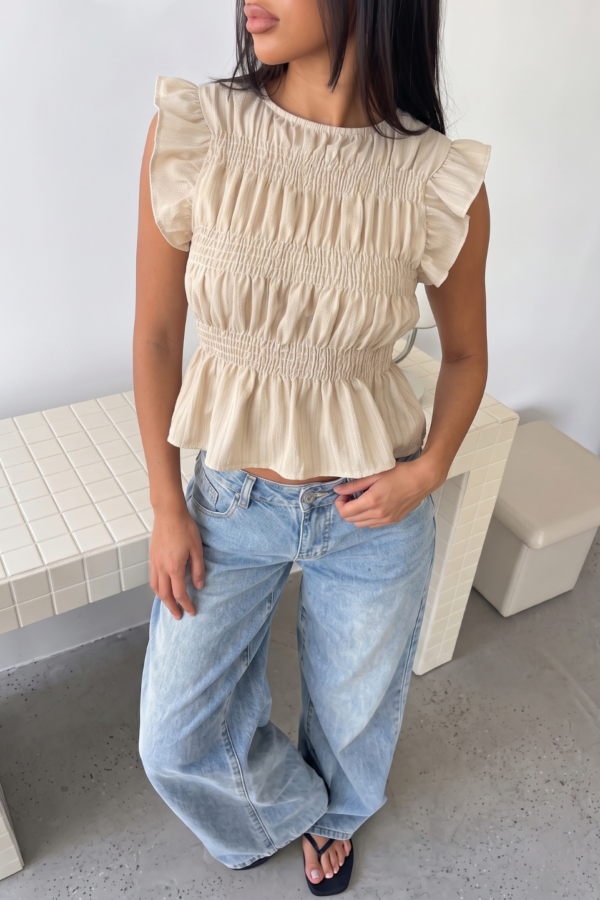 Blusa Volados Fruncido Crepe Texturizado Elastizado "SANDIA"