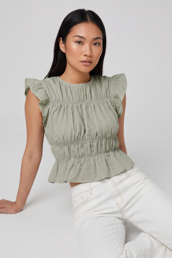 Blusa Lino Cotton Volados Fino Frunce "VIVI"