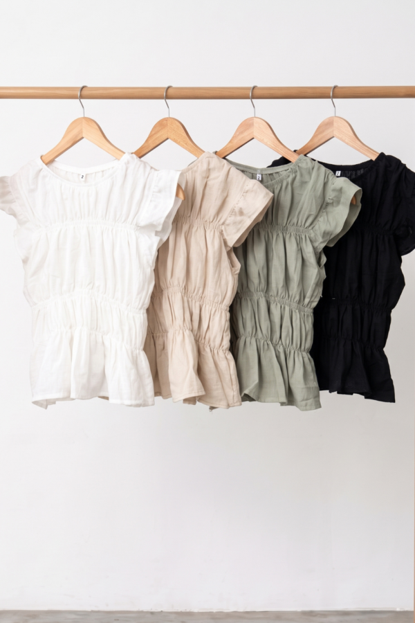 Blusa Lino Cotton Volados Fino Frunce "VIVI"