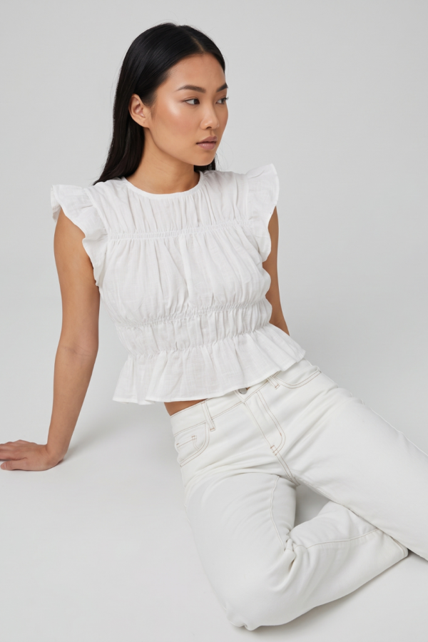 Blusa Lino Cotton Volados Fino Frunce "VIVI"