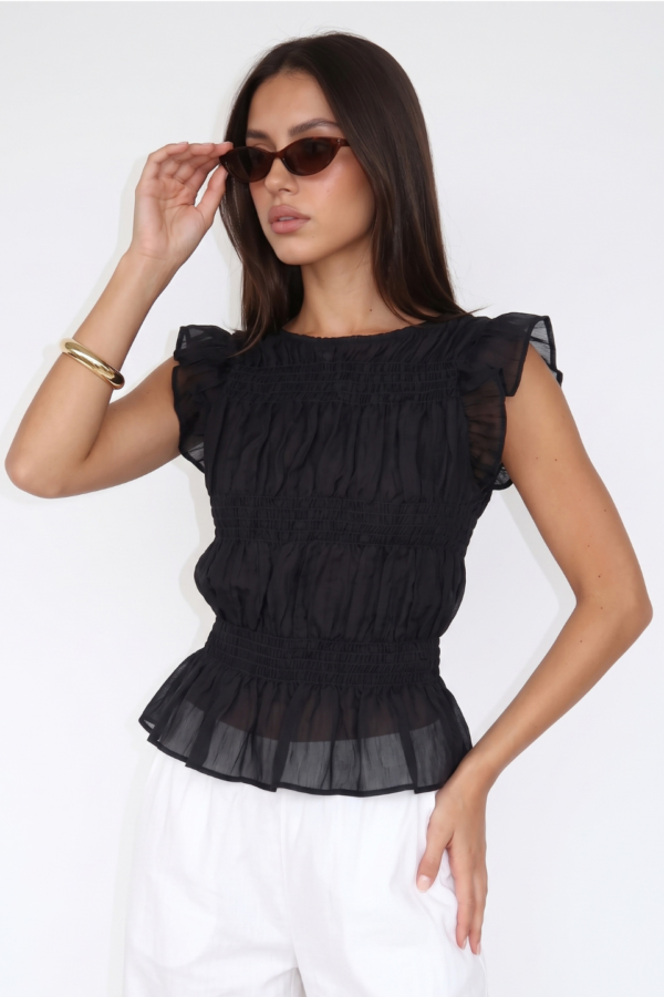 Blusa Volados Fruncido Gasa Elastizado "LILI"