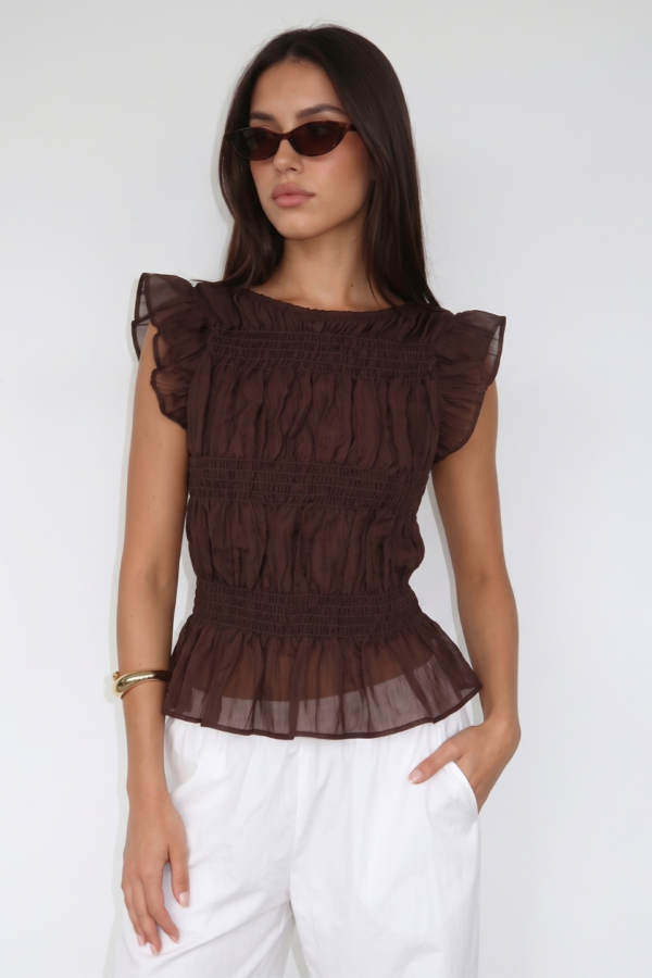 Blusa Volados Fruncido Gasa Elastizado "LILI"