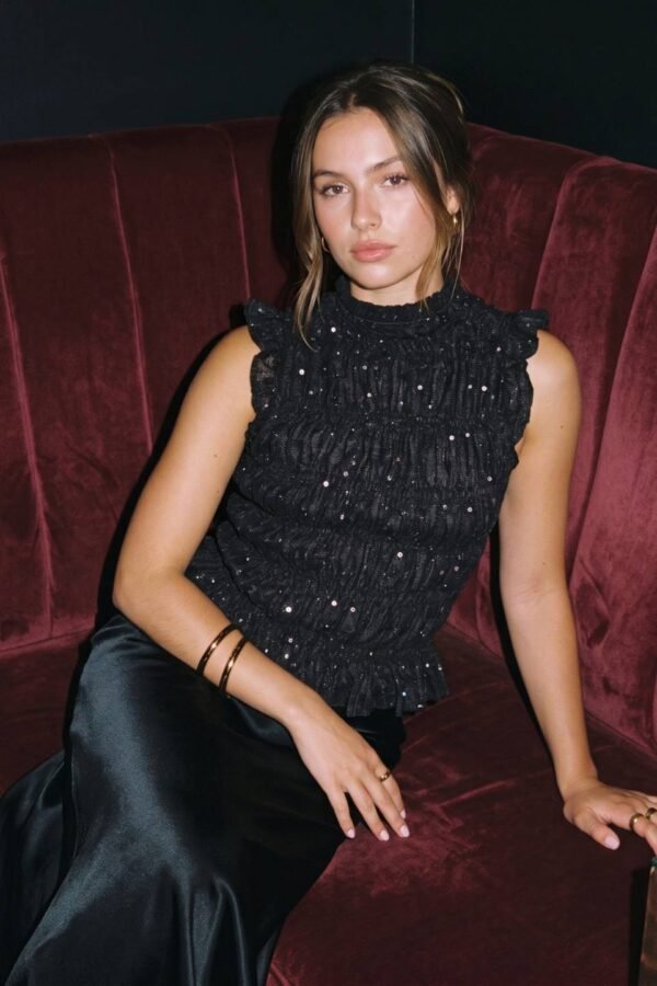 Musculosa Volados Fruncido Encaje Lentejuelas "LORY"